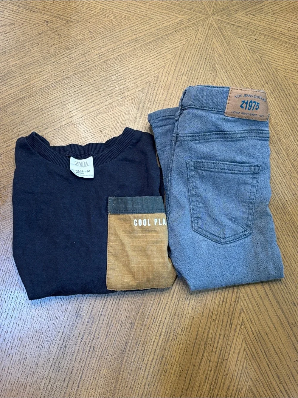 Zara Light Blue Kids Stretch Denim Pants with Zara shirt